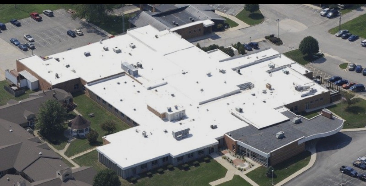 Large White Commercial TPO Roof Top View